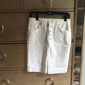 White Denim Button-Front Skirt, size 28